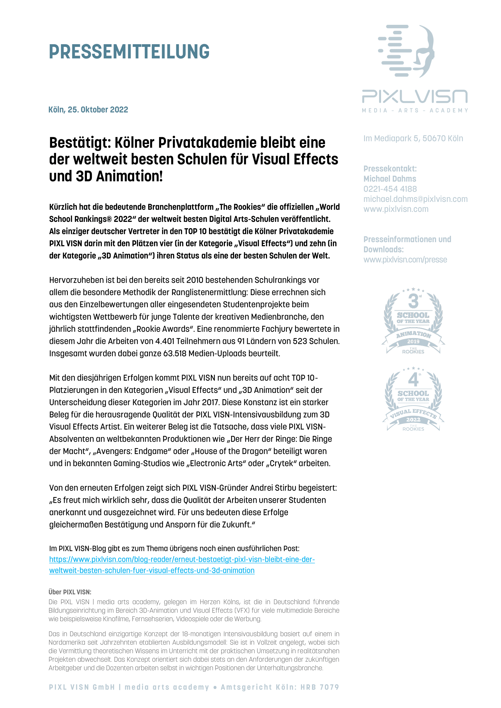 PIXL VISN - Pressemitteilung vom 13.10.2021