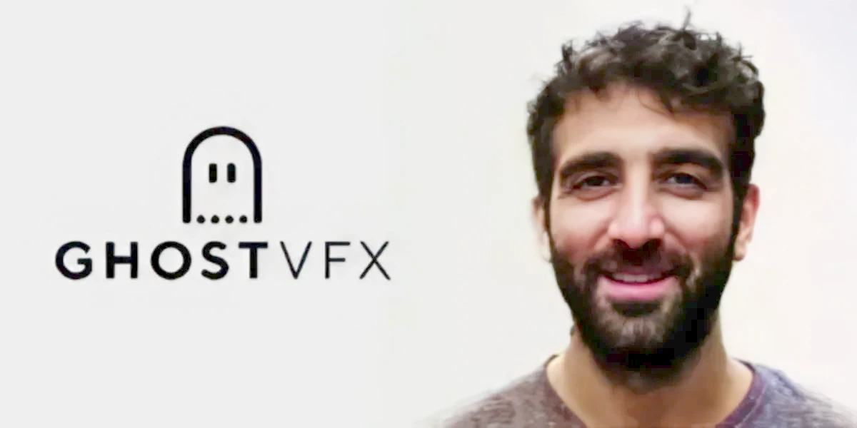 Porträt von Jordi Collet mit Logo von Ghost VFX.