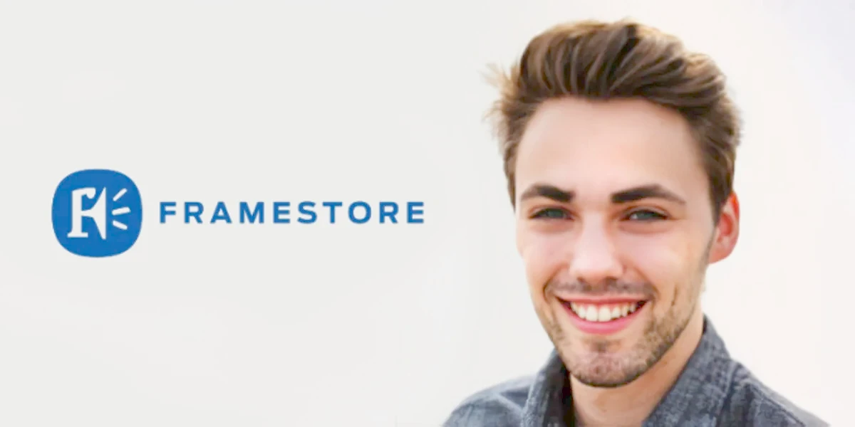 Porträt von Marcel Pichert mit Logo von Framestore.