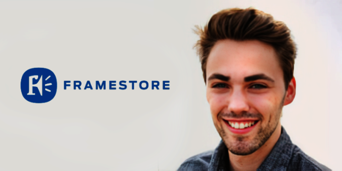 Portrait of Marcel Pichert with Framestore logo.
