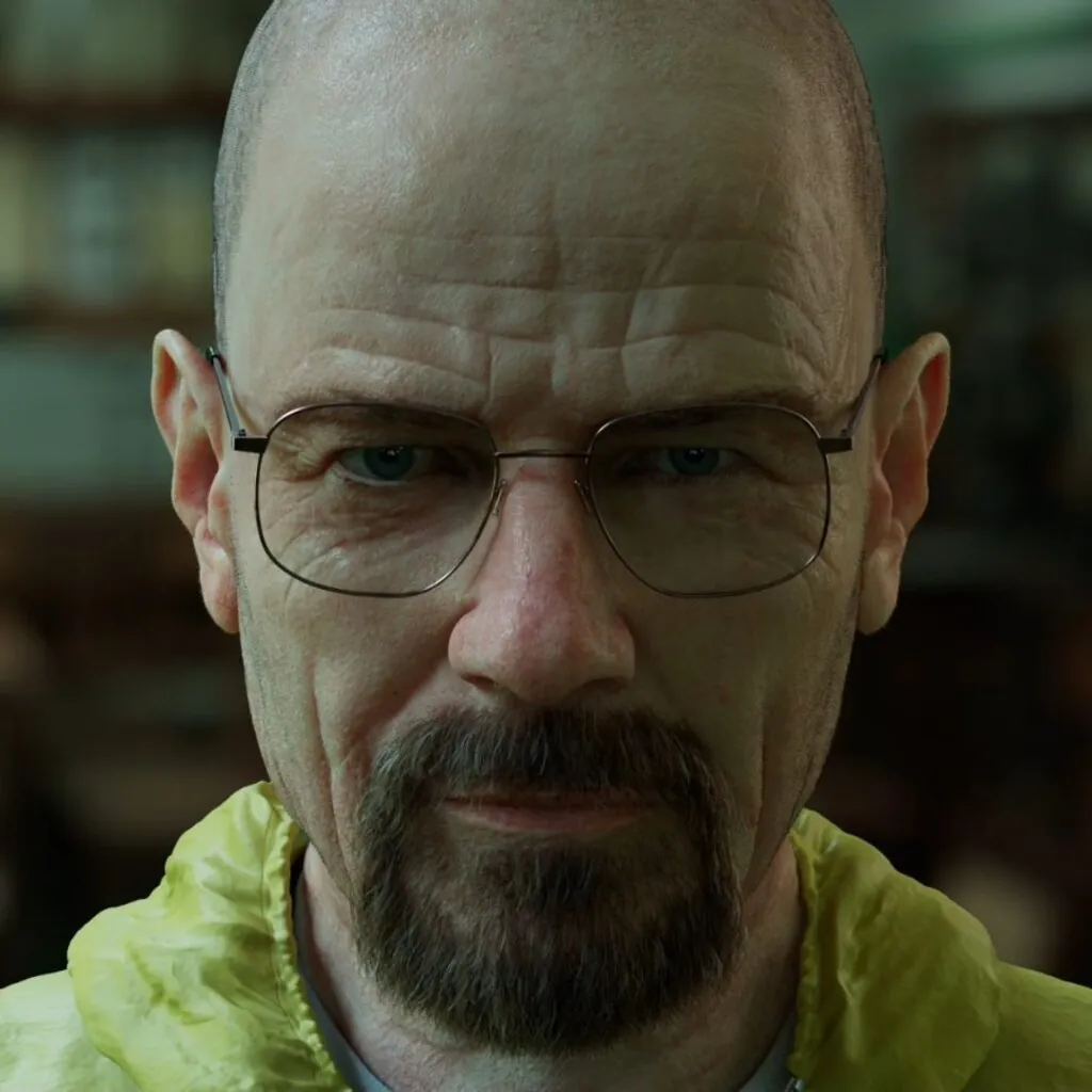 Photorealistic 3D portrait of Walter White from Breaking Bad – fan art from Vladislav Ermakov's demo reel.