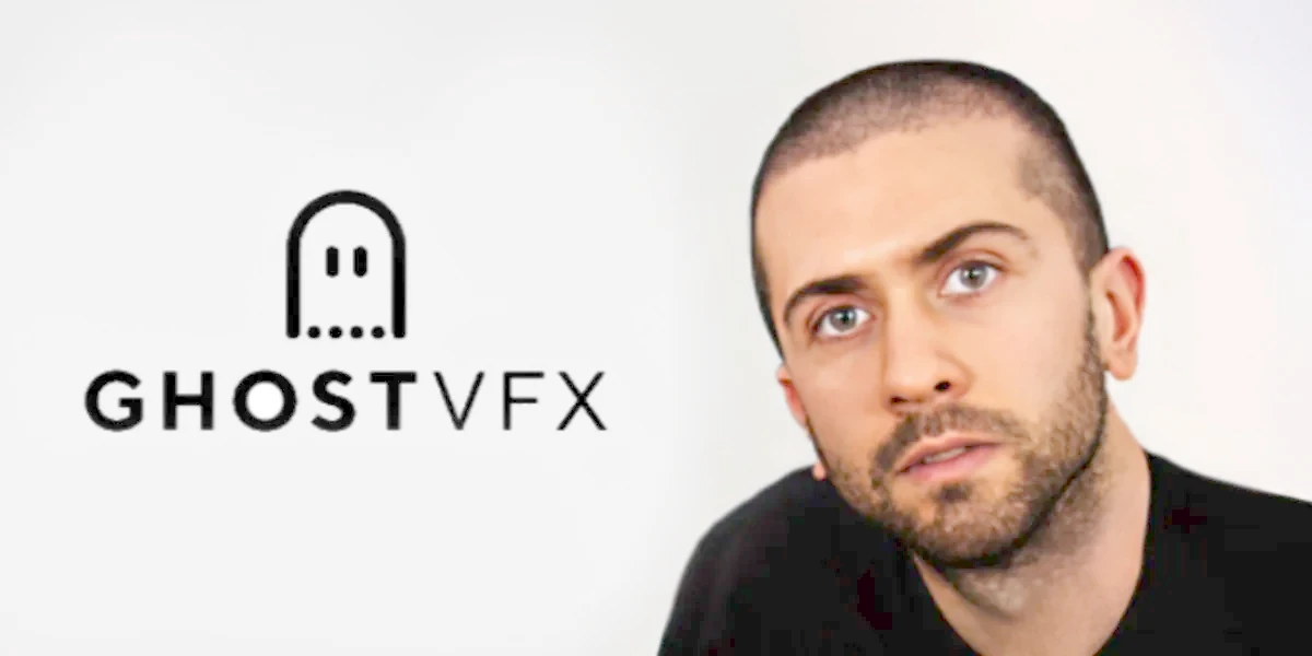 Porträt von Andres Bonelli mit Logo von GHOST VFX