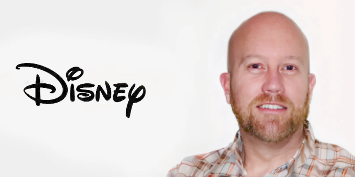 Porträt von James Schauf mit Logo von Disney.