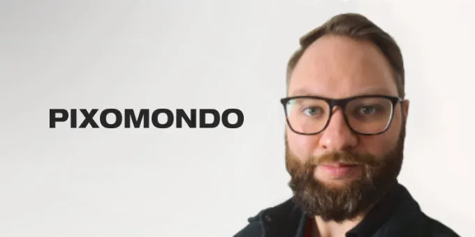 Portrait of Jan-Patrick Meyer with the Pixomondo logo.