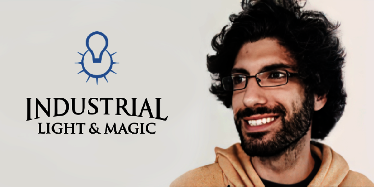 Portrait of Giorgio Lorenzetti with Industrial Light & Magic logo.