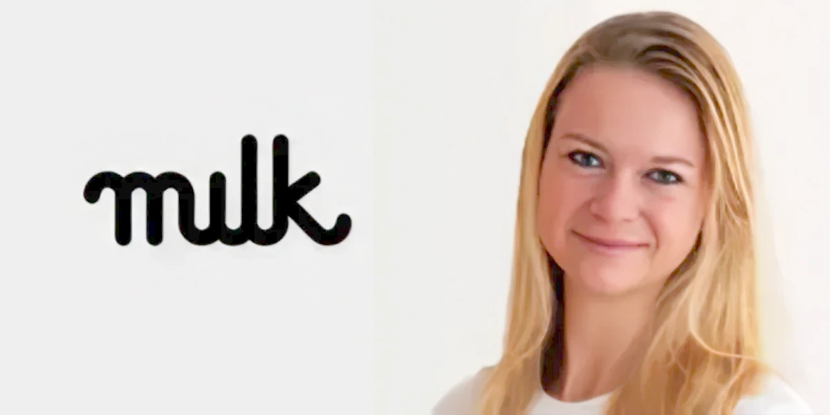 Porträt von Jessica Gens mit Logo von Milk VFX.