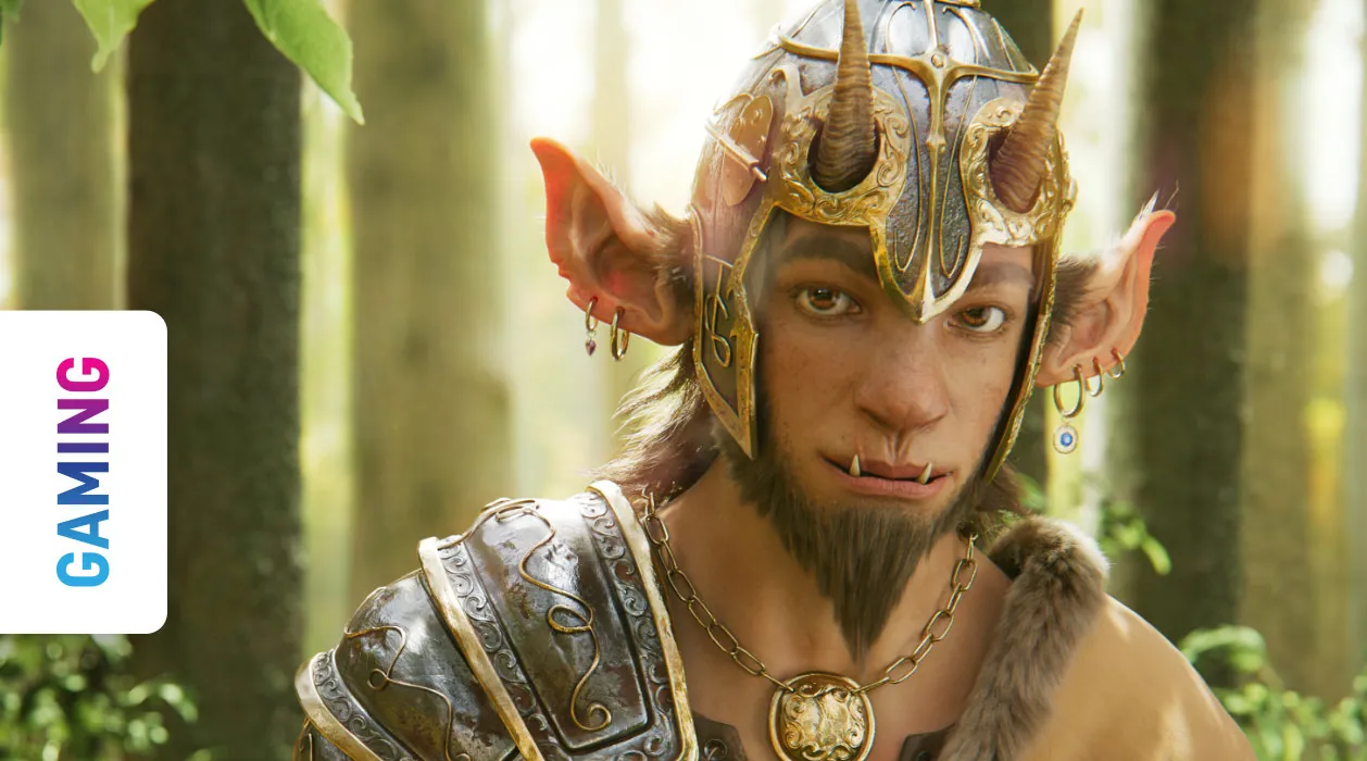 CG rendering of a Pan-like faun fantasy creature — program header