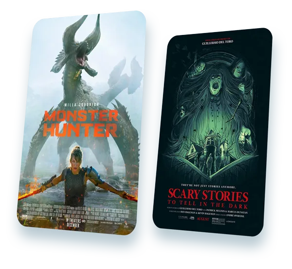 Film- und Serienplakate (u. a. Wednesday, Frankenstein, The First Omen), an denen Dominik Haase mitgearbeitet hat