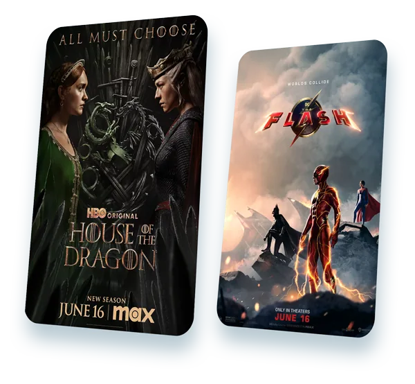 Film- und Serienplakate (u. a. House of the Dragon, The Flash, Carnival Row), an denen Franziska Milius mitgearbeitet hat