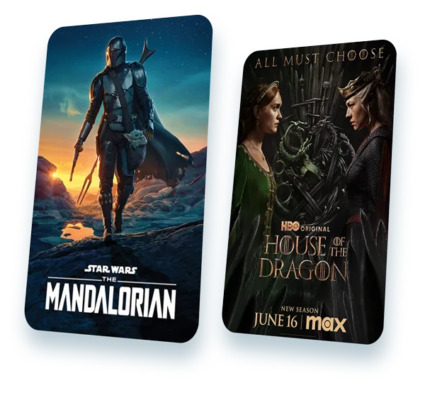 Film- und Serienplakate (u. a. The Mandalorian, House of the Dragon, Star Trek: Discovery), an denen Tom Herzig mitgearbeitet hat