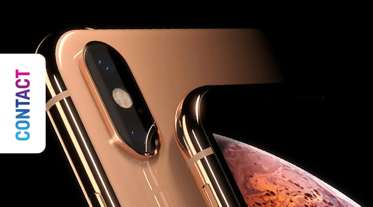 3D rendering of a smartphone — contact page header